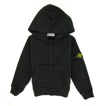 Stone Island Junior Zip Up Hooded Sweatshirt Black V0029