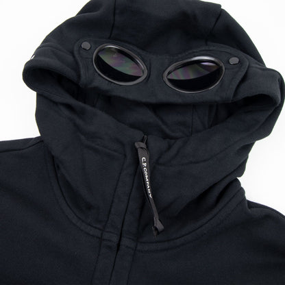 CP Company Diagonal Raised Fleece Goggle Full Zip Hoodie Black 999