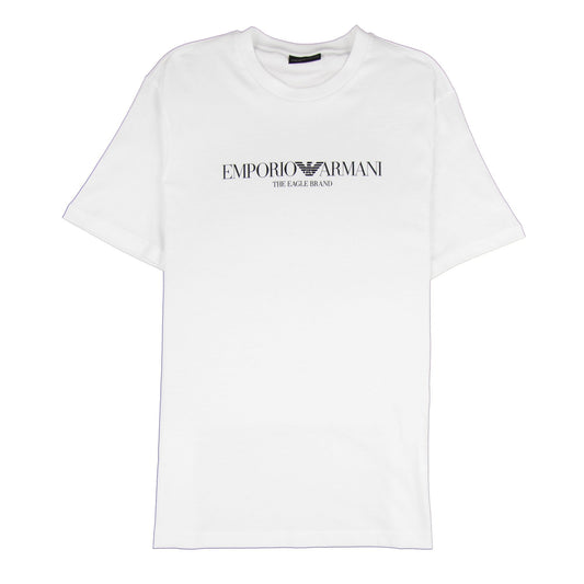 Emporio Armani The Eagle Brand Logo Printed T Shirt White 0100