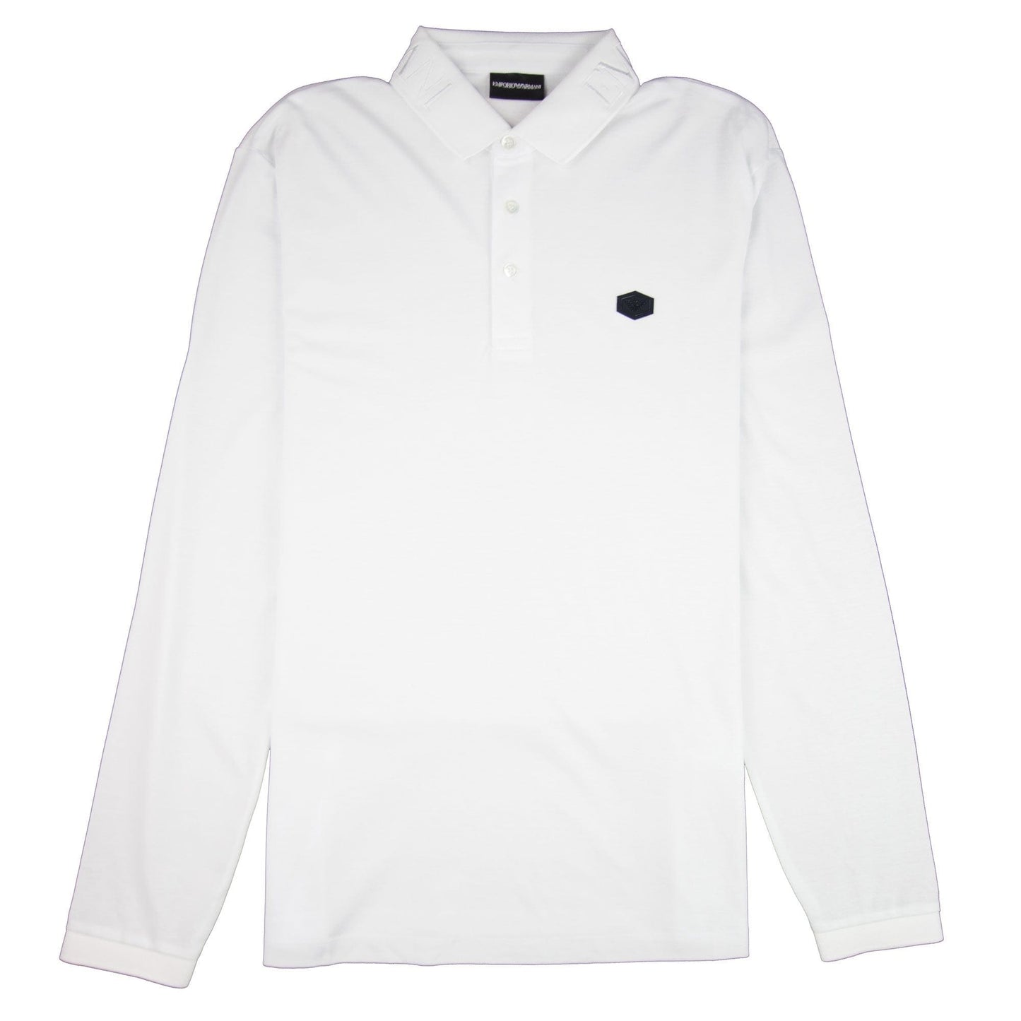 Emporio Armani Collar Logo Long Sleeve Polo White