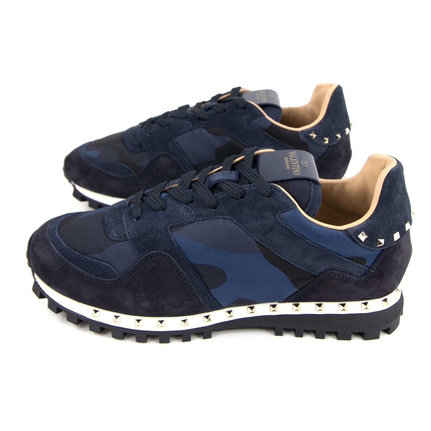 Valentino Rockstud Camouflage Trainers Navy Camo W22