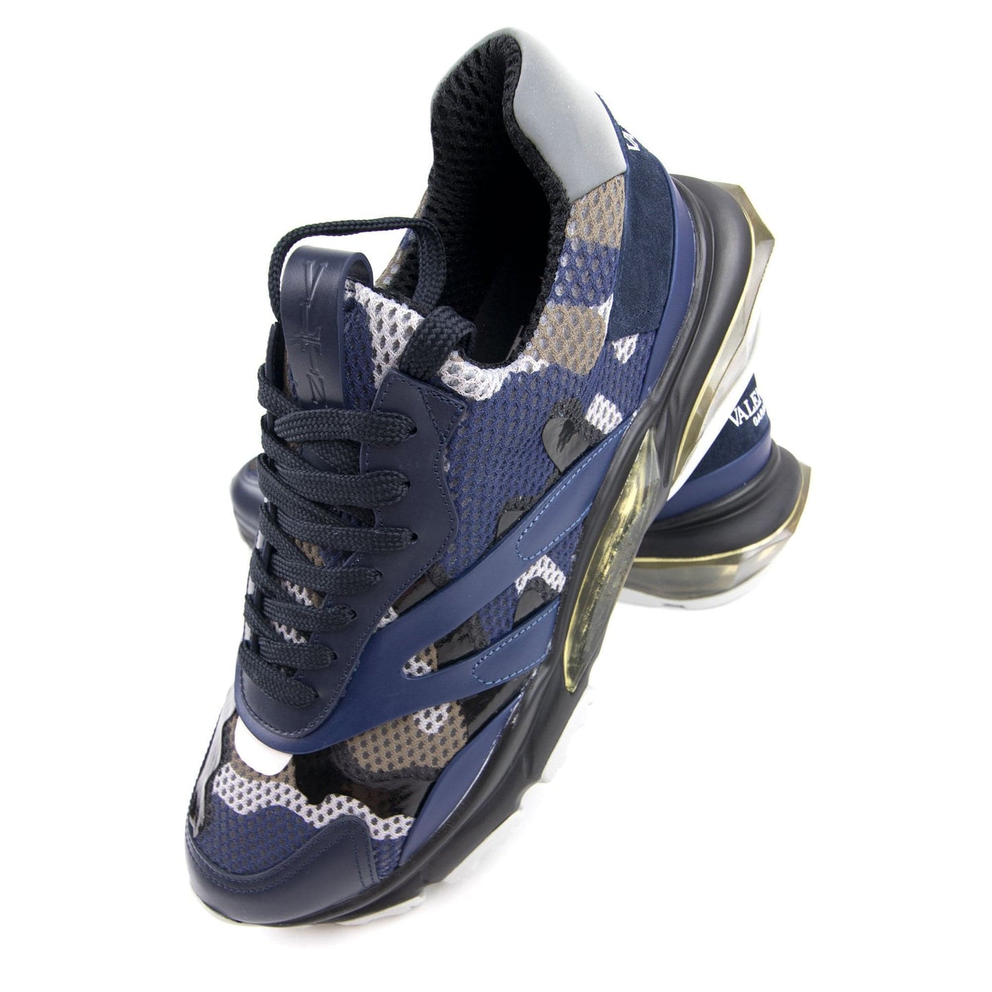 Valentino Bounce Camouflage Mesh Trainers Dark Blue Camo