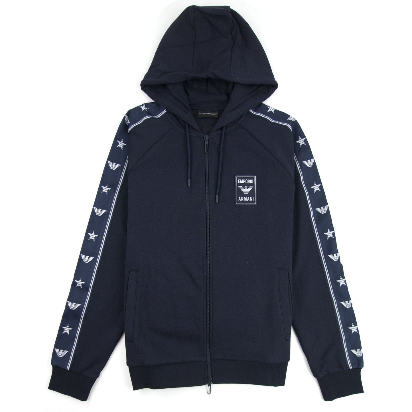 Emporio Armani Starry Side Stripes Zipped Sweatshirt Navy Blue 0922
