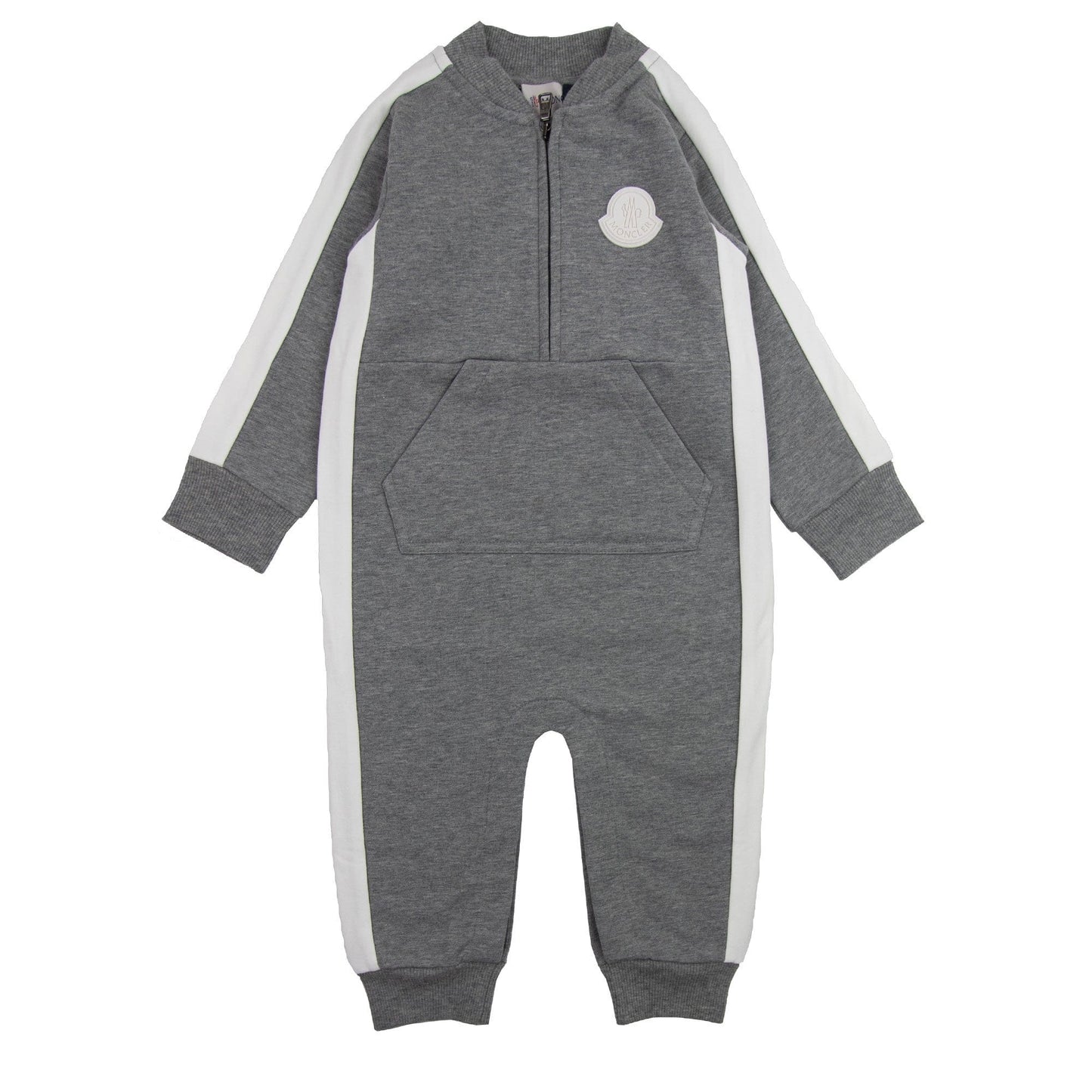 Moncler Junior Pagliaccetto Rubber Logo Romper Grey 986