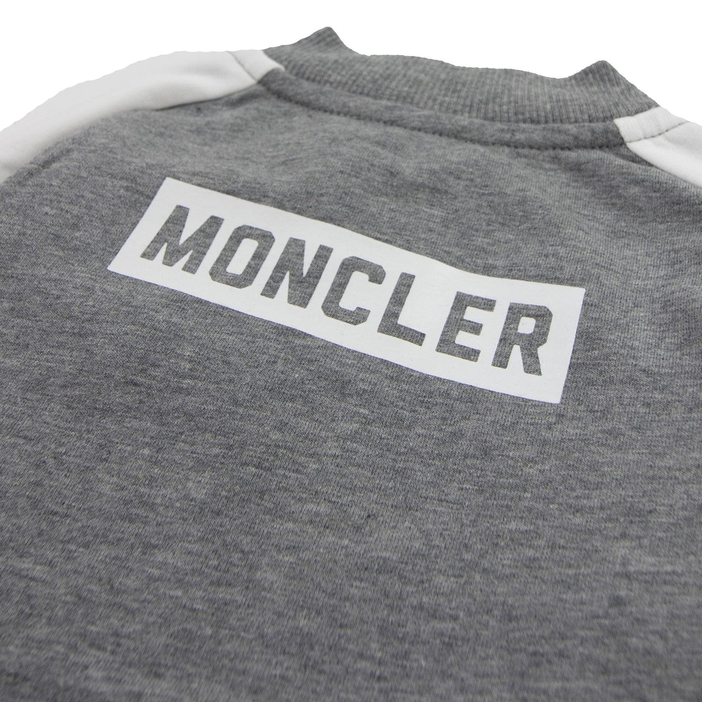Moncler Junior Pagliaccetto Rubber Logo Romper Grey 986