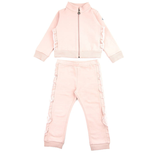 Moncler Junior Completo Cardigan Frill Tracksuit Pastel Pink 510