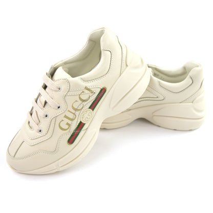 Gucci Junior Rhyton Logo Leather Sneaker Ivory