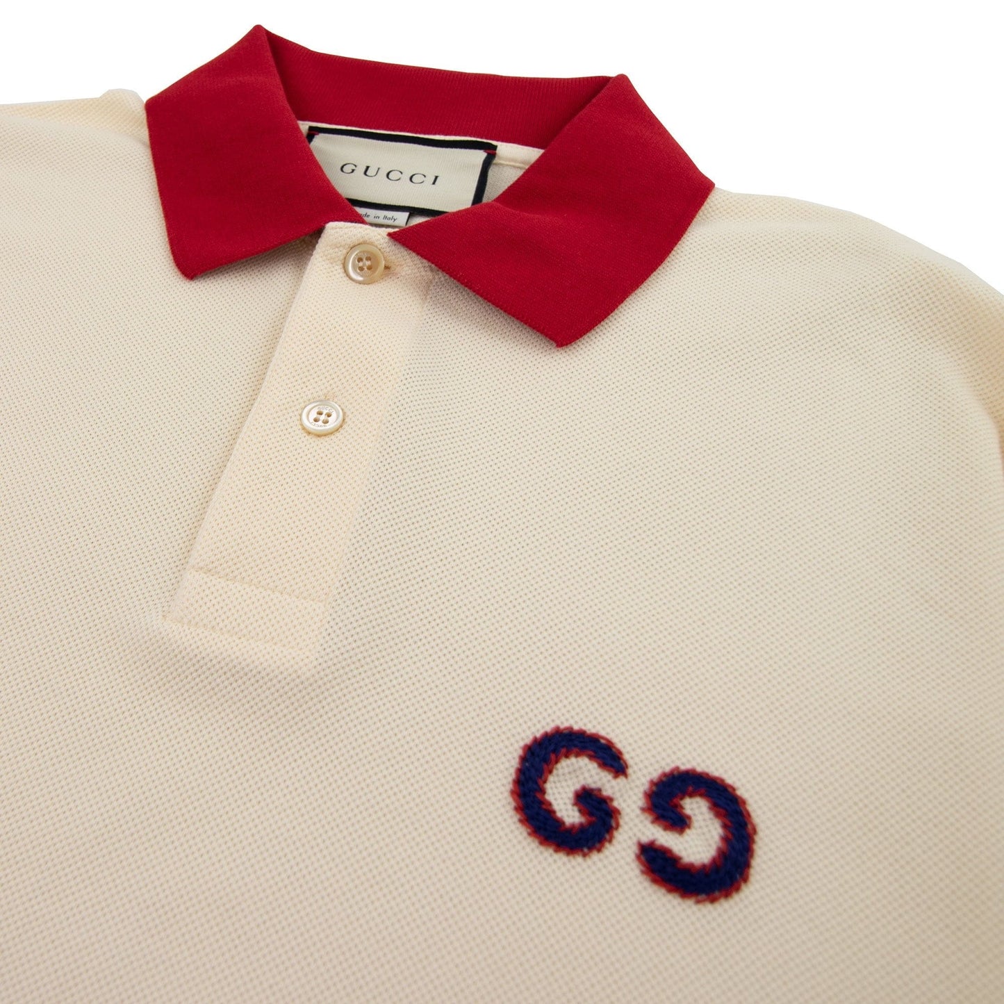 Gucci GG Embroidery Short Sleeve Polo Cream/Red