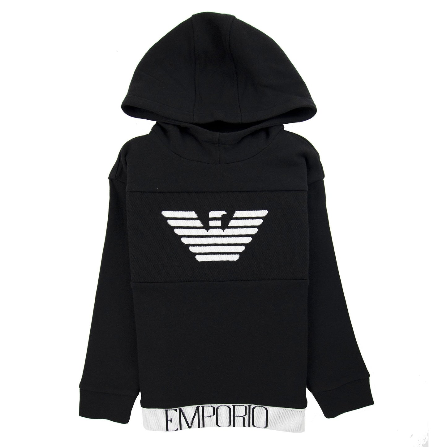 Emporio Armani Jnr Knitted Logo Hoodie Nero 0999