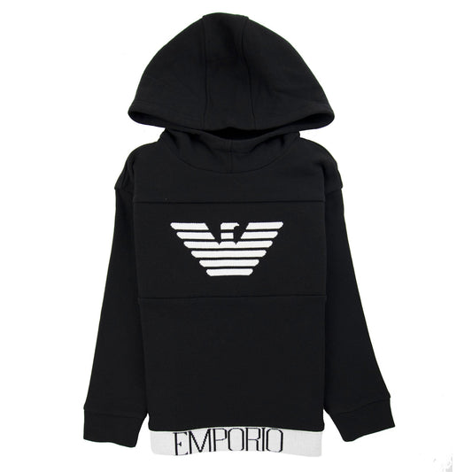 Emporio Armani Jnr Knitted Logo Hoodie Nero 0999