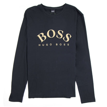 Hugo Boss Curved Embroidered Large Logo Togn LS T-Shirt