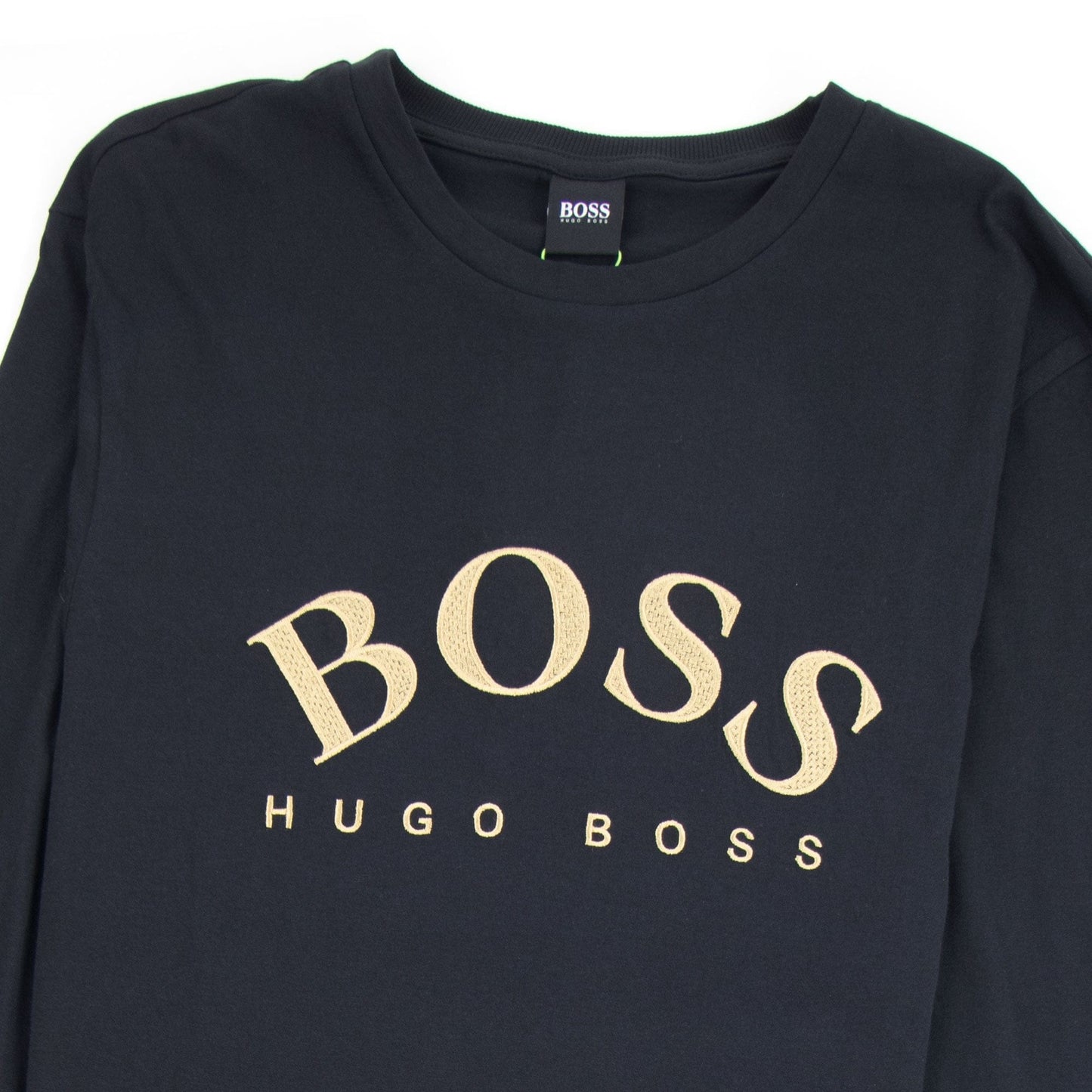 Hugo Boss Curved Embroidered Large Logo Togn LS T-Shirt