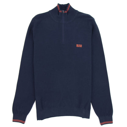 Hugo Boss Small Logo Quarter Zip Sweatshirt 410 Navy