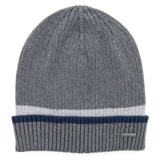 Hugo Boss Ribbed Striped Beanie Grey