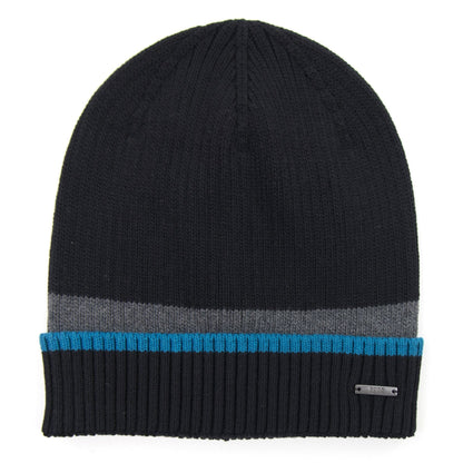 Hugo Boss Ribbed Striped Beanie Black