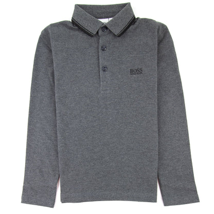 Hugo Boss Kids Long Sleeve Polo Grey