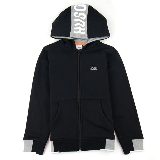 Hugo Boss Kids Zip Up Hoodie Black