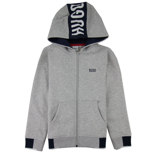 Hugo Boss Kids Zip Up Hoodie Grey