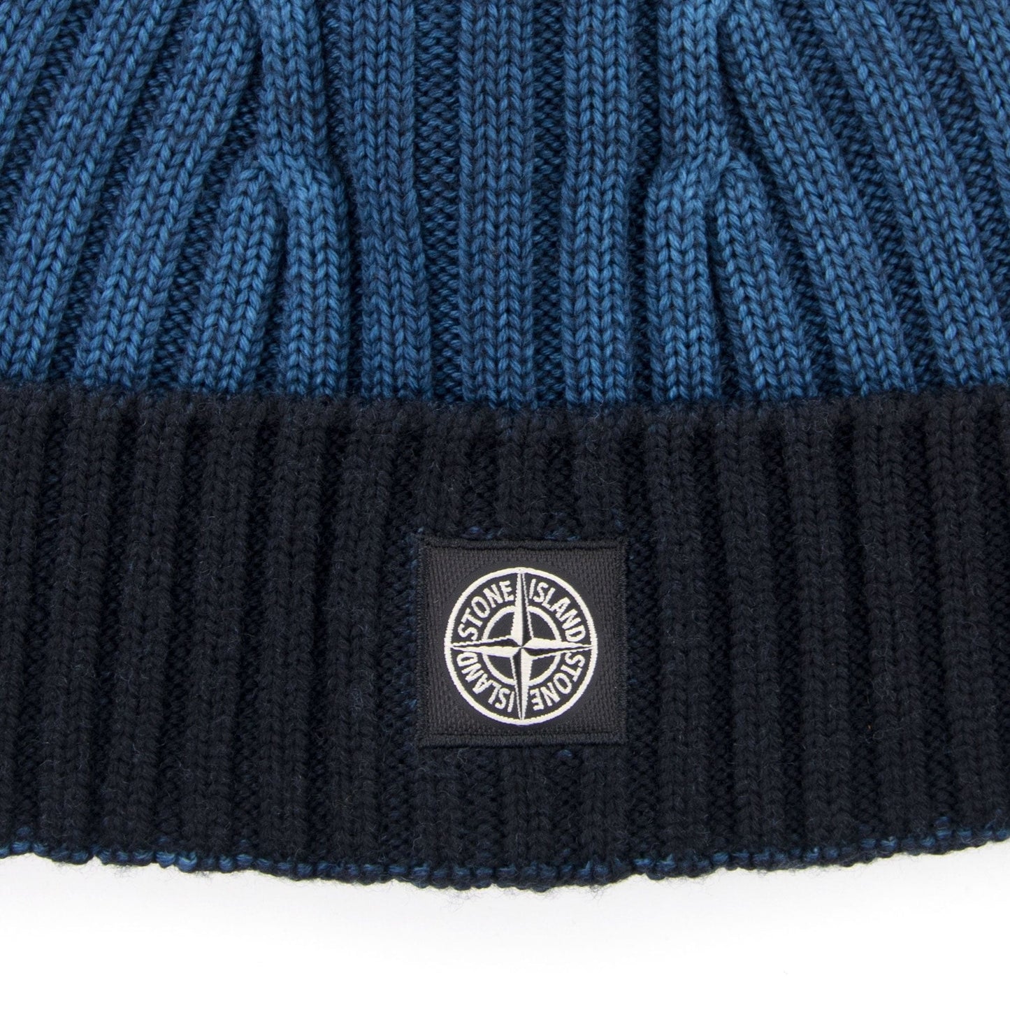 Stone Island Junior Ribbed Knit Beanie Blue V0023