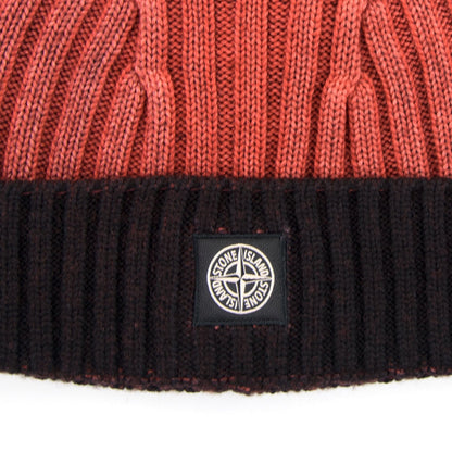 Stone Island Junior Ribbed Knit Beanie Orange V0032