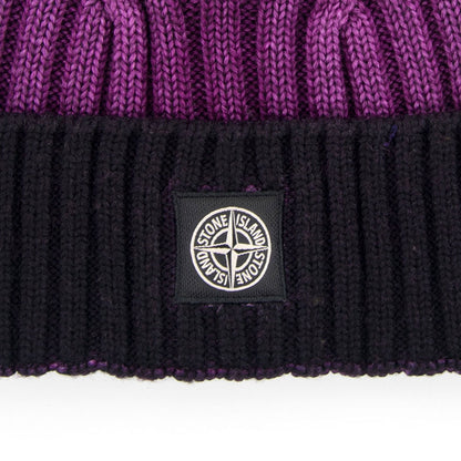 Stone Island Junior Ribbed Knit Beanie Purple V0045