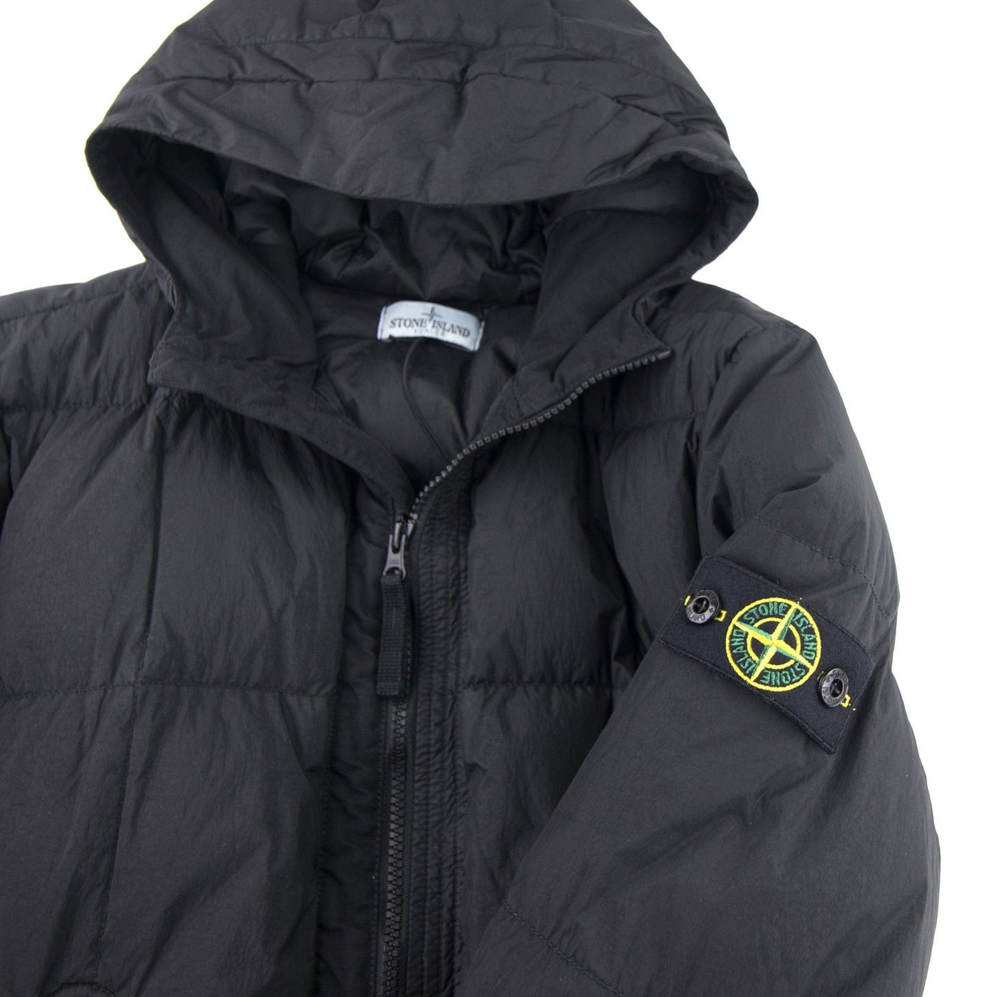Stone Island Junior 40133 Garment Dyed Crinkle Reps Ny Down Jacket Black V0029