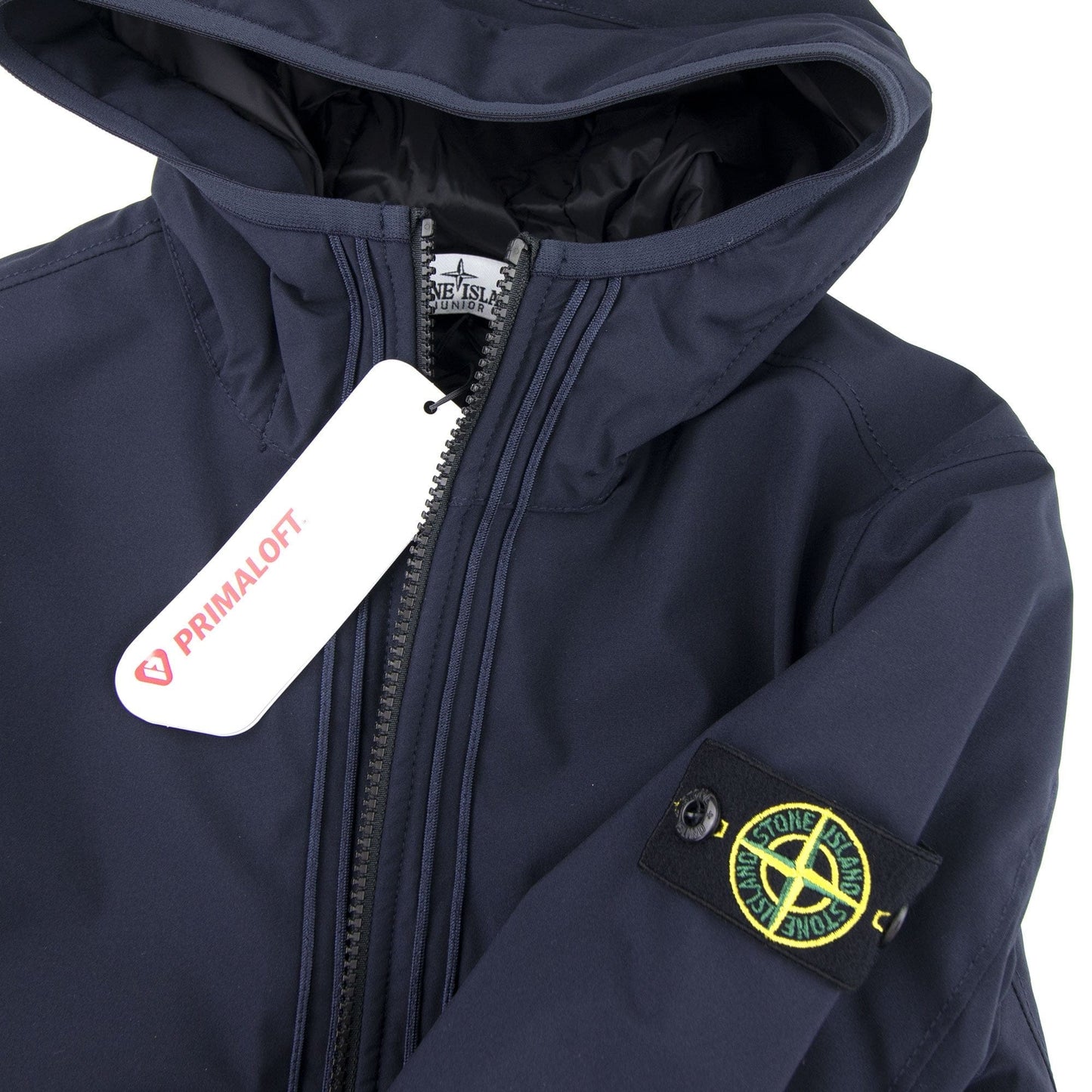Stone Island Junior Primaloft Hooded Soft Shell Jacket Navy Blue V0020