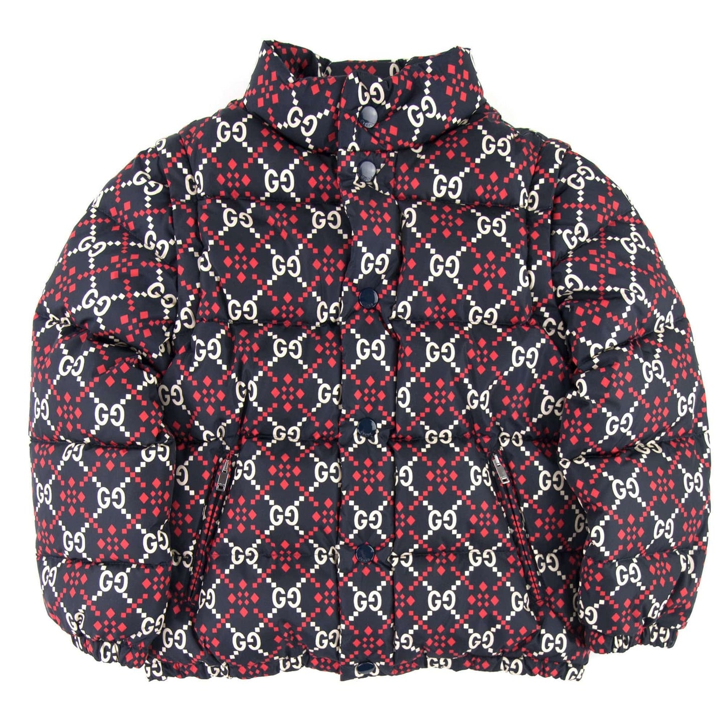 Gucci Junior GG Logo Puffer Coat Navy