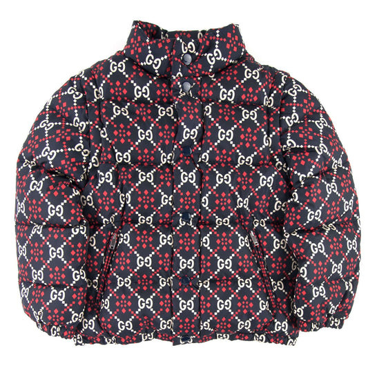 Gucci Junior GG Logo Puffer Coat Navy