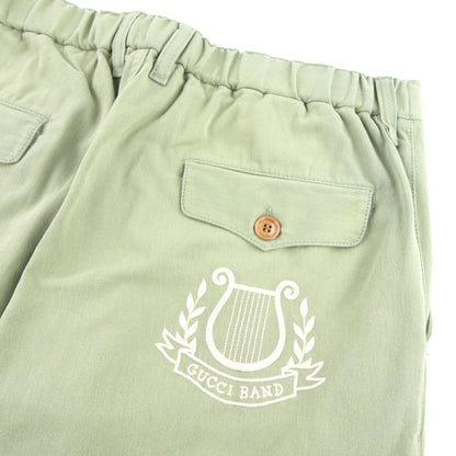 Gucci Lyre Embroidery Cotton Trousers Green