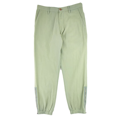 Gucci Lyre Embroidery Cotton Trousers Green