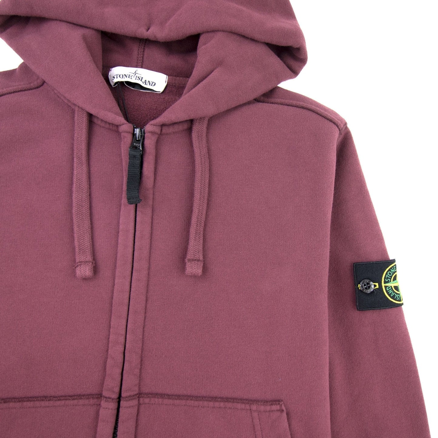 Stone Island 60220 Zip Up Hoodie Burgundy V0011