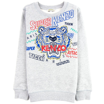 Kenzo Kids Super Tiger Cotton Sweatshirt Grey
