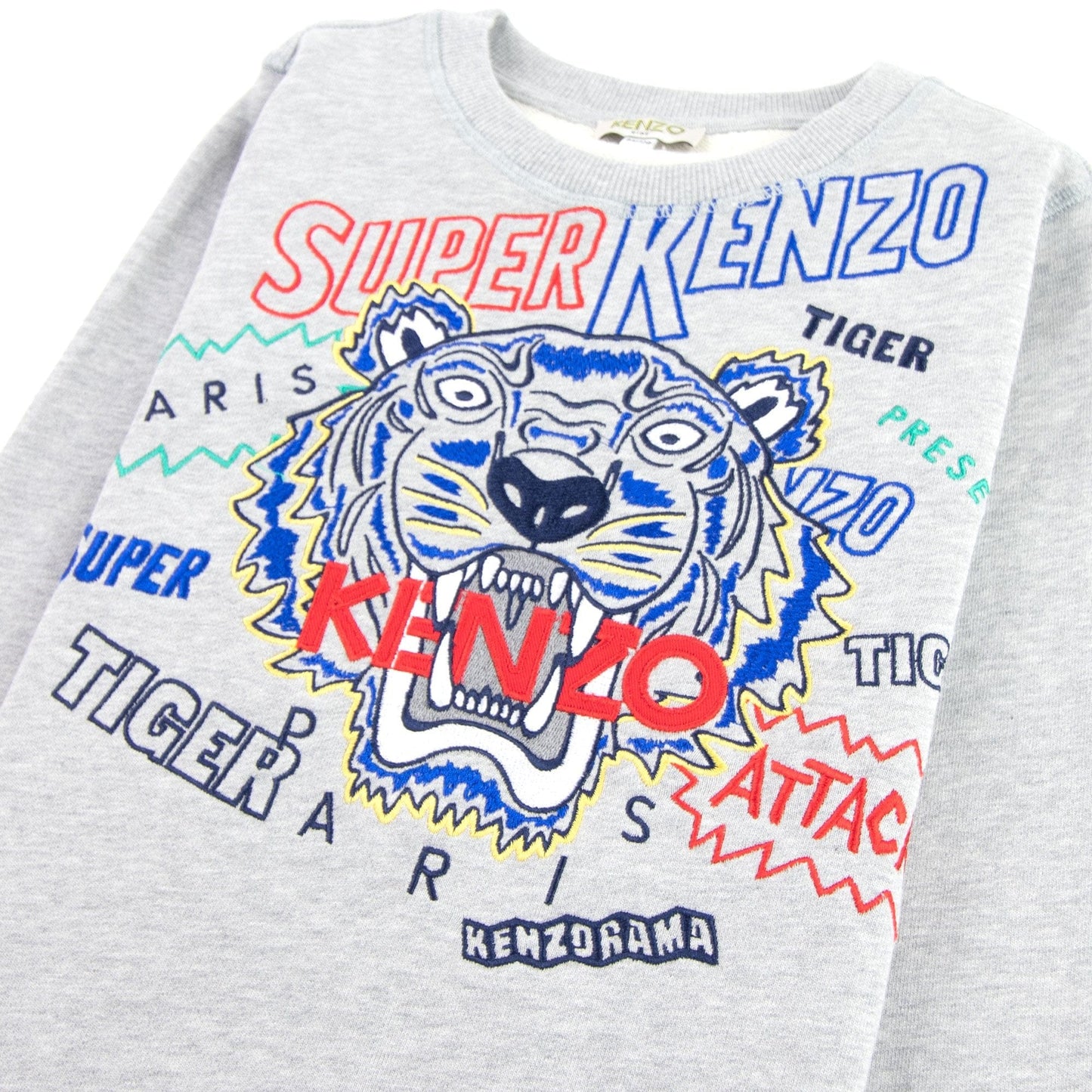 Kenzo Kids Super Tiger Cotton Sweatshirt Grey