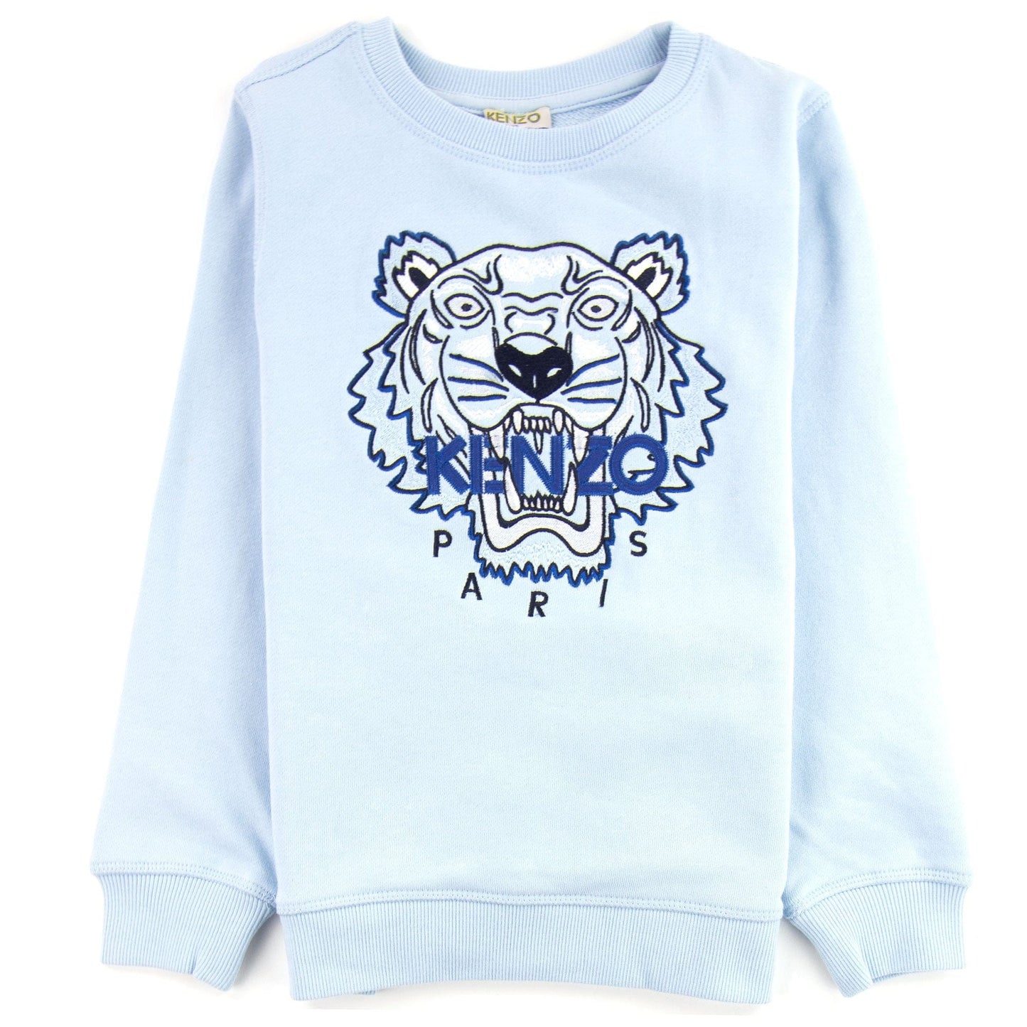 Kenzo Kids Tiger Logo Cotton Sweatshirt Pale Blue