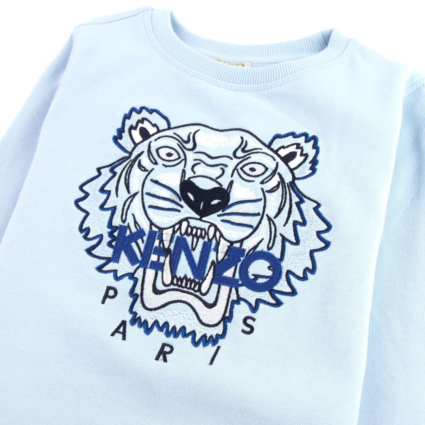 Kenzo Kids Tiger Logo Cotton Sweatshirt Pale Blue