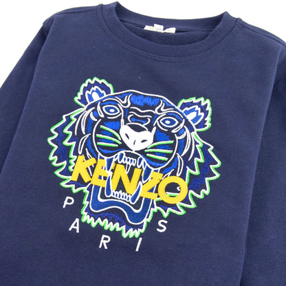 Kenzo Kids Embroidered Tiger Cotton Jumper Navy