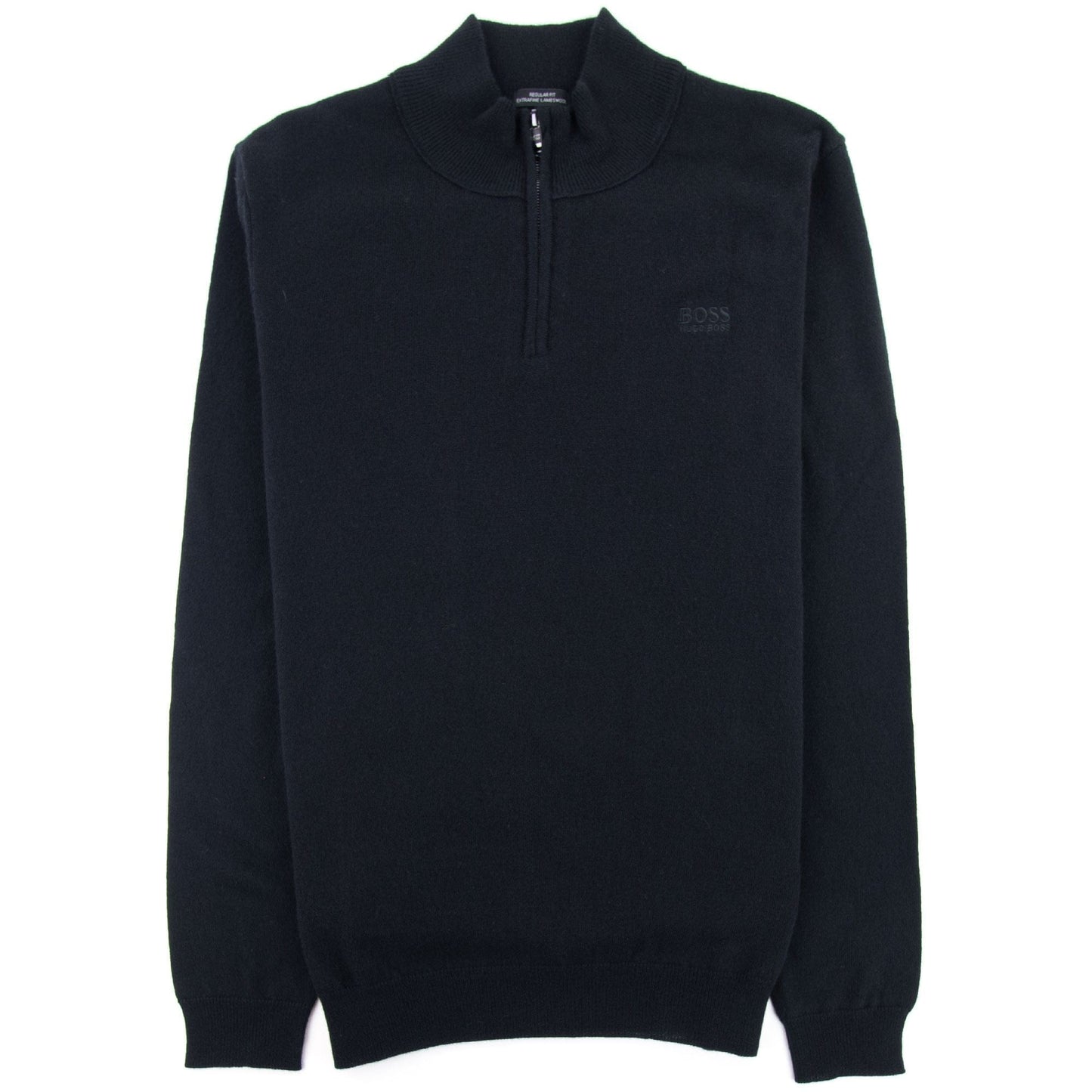 Hugo Boss Barlo Quarter Zip Lambswool Jumper Black