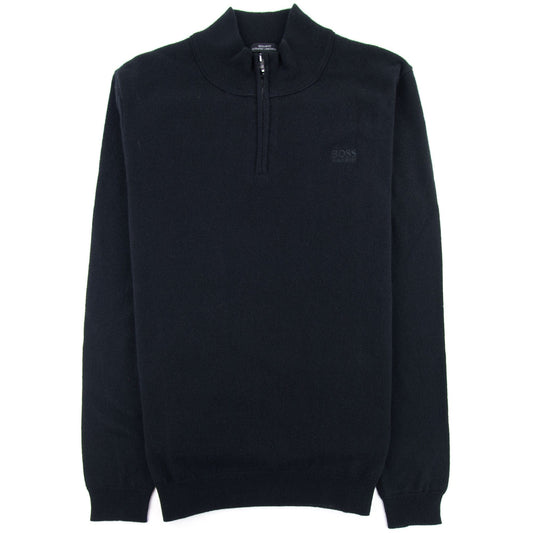 Hugo Boss Barlo Quarter Zip Lambswool Jumper Black