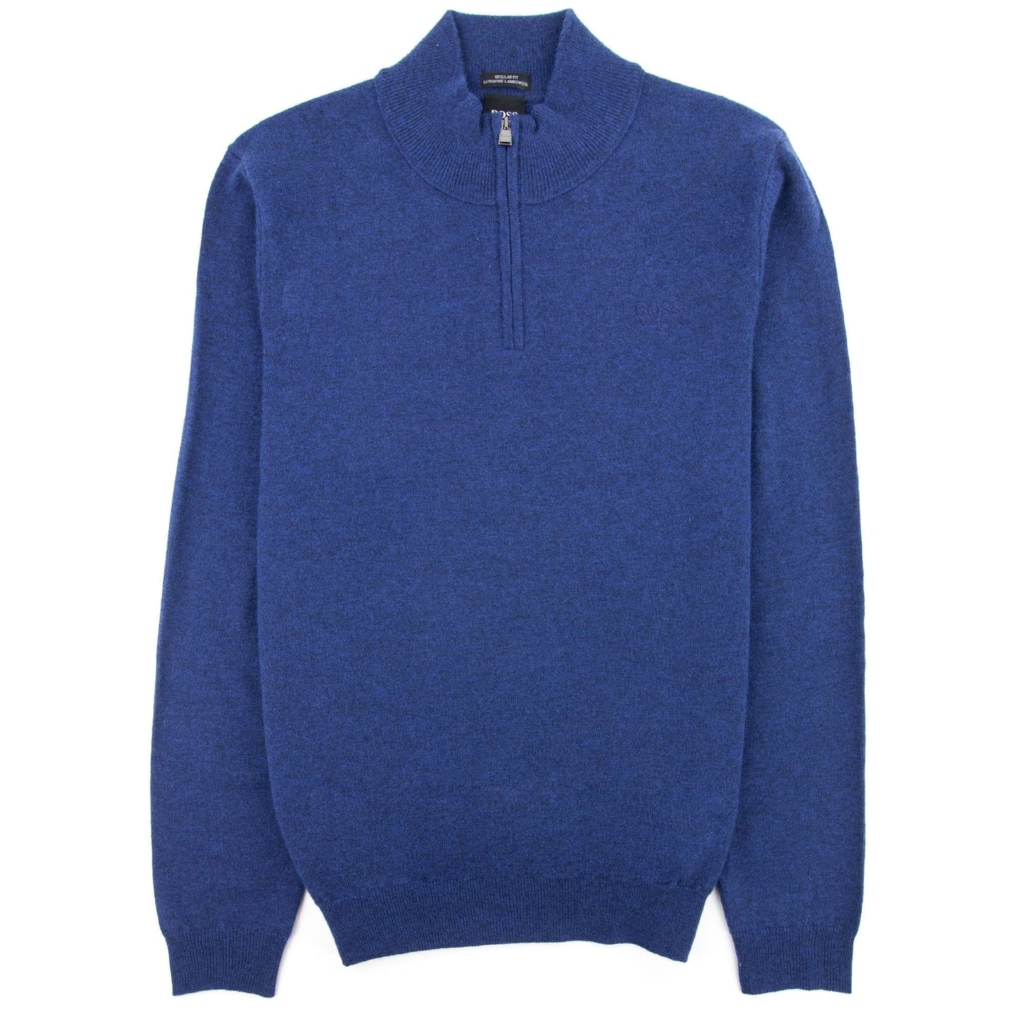 Hugo Boss Barlo Quarter Zip Lambswool Jumper Blue