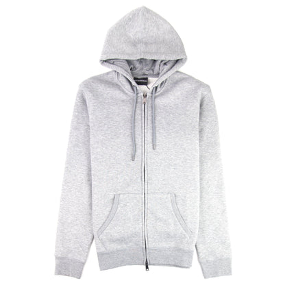 Emporio Armani Small Logo Zip Up Hoodie Grey Melange