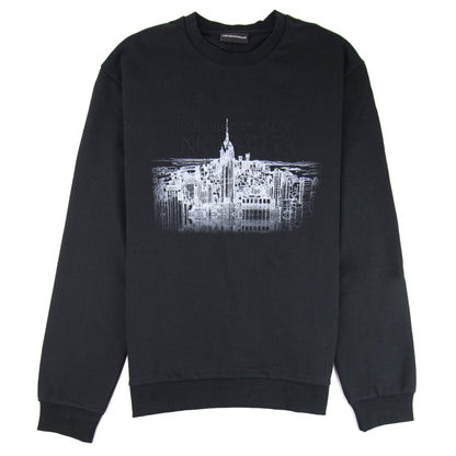 Emporio Armani 'New York' City Scape Knitted Sweatshirt Black