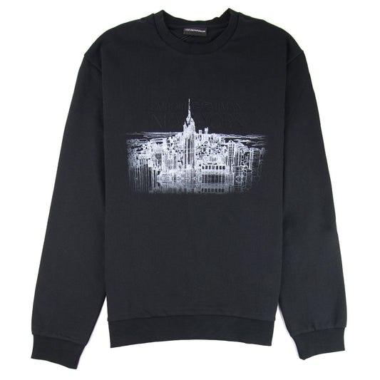 Emporio Armani 'New York' City Scape Knitted Sweatshirt Black