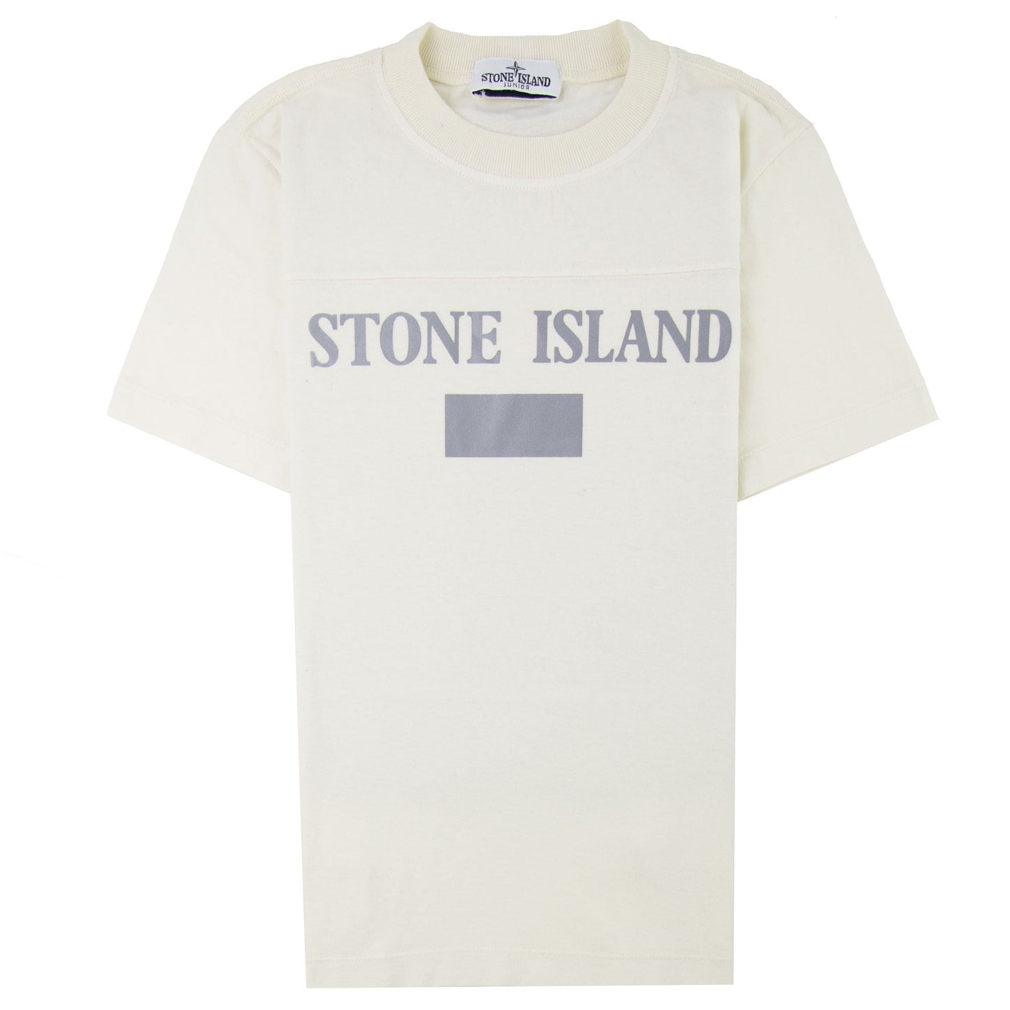 Stone Island Junior 20246 Reflective Logo T Shirt Ivory V0093