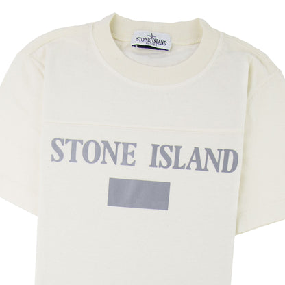 Stone Island Junior 20246 Reflective Logo T Shirt Ivory V0093