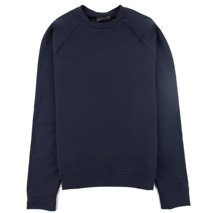Emporio Armani Logo-embossed Cotton-jersey Jumper Navy