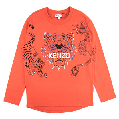 Kenzo Kids Tiger Dragon Long Sleeve T-shirt Orange