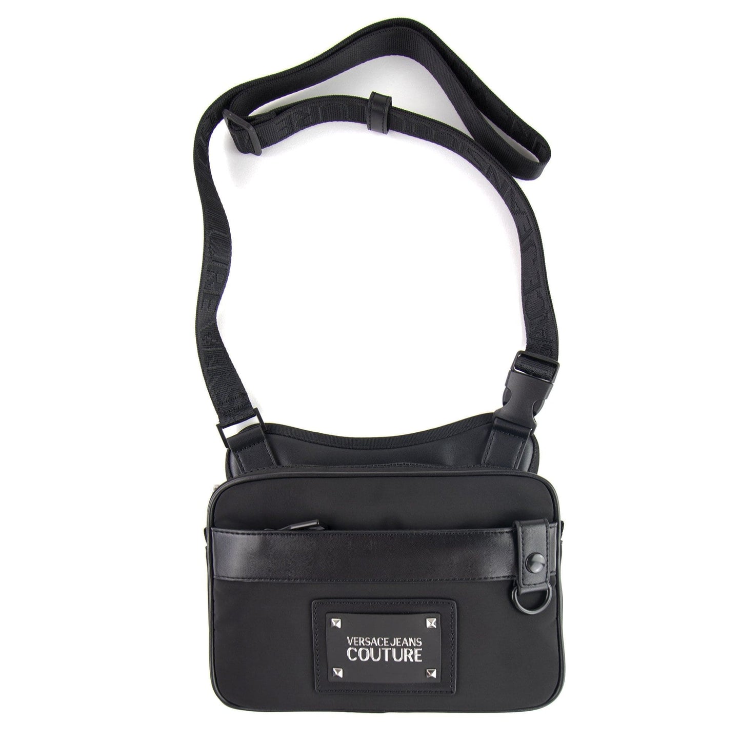 Versace Jeans Couture Motif Logo Crossbody Bag Black