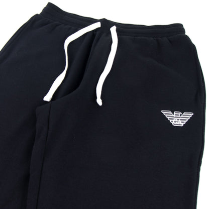 Emporio Armani Embossed Eagle Logo Fleece Pants Black