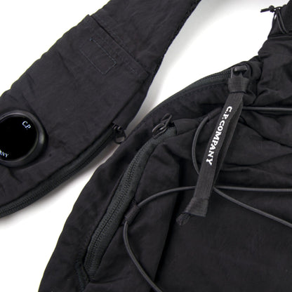 CP Company Garment Dyed Nylon Sateen Shoulder Bag Black 999